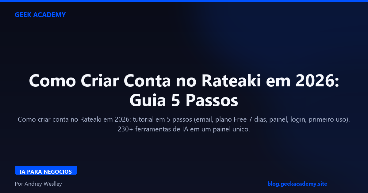 Como Criar Conta no Rateaki em 2026: Guia 5 Passos