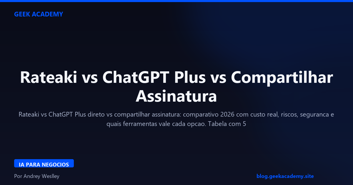 Rateaki vs ChatGPT Plus vs Compartilhar Assinatura 2026