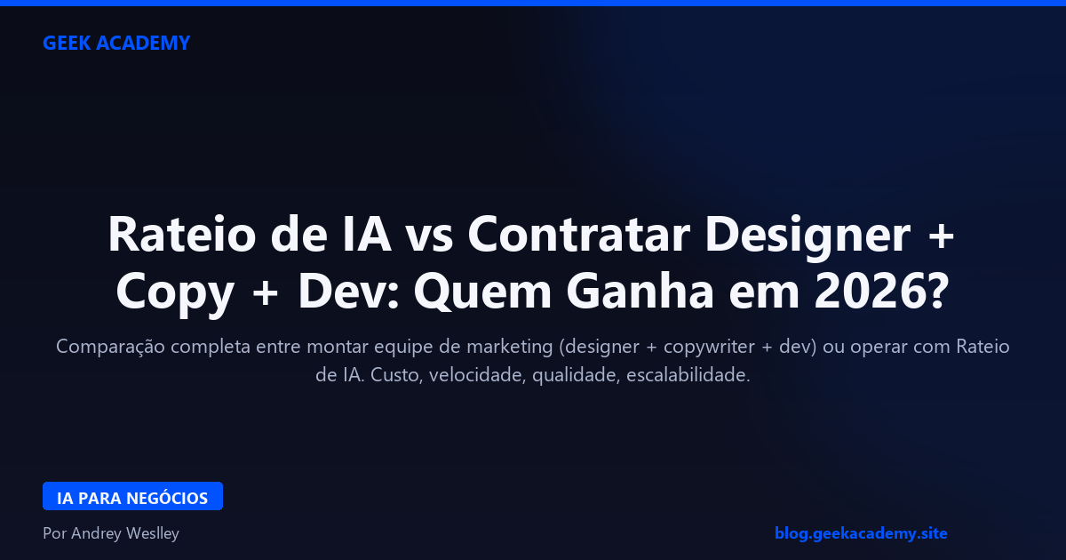 Rateio de IA vs Contratar Designer + Copy + Dev: Quem Ganha em 2026?
