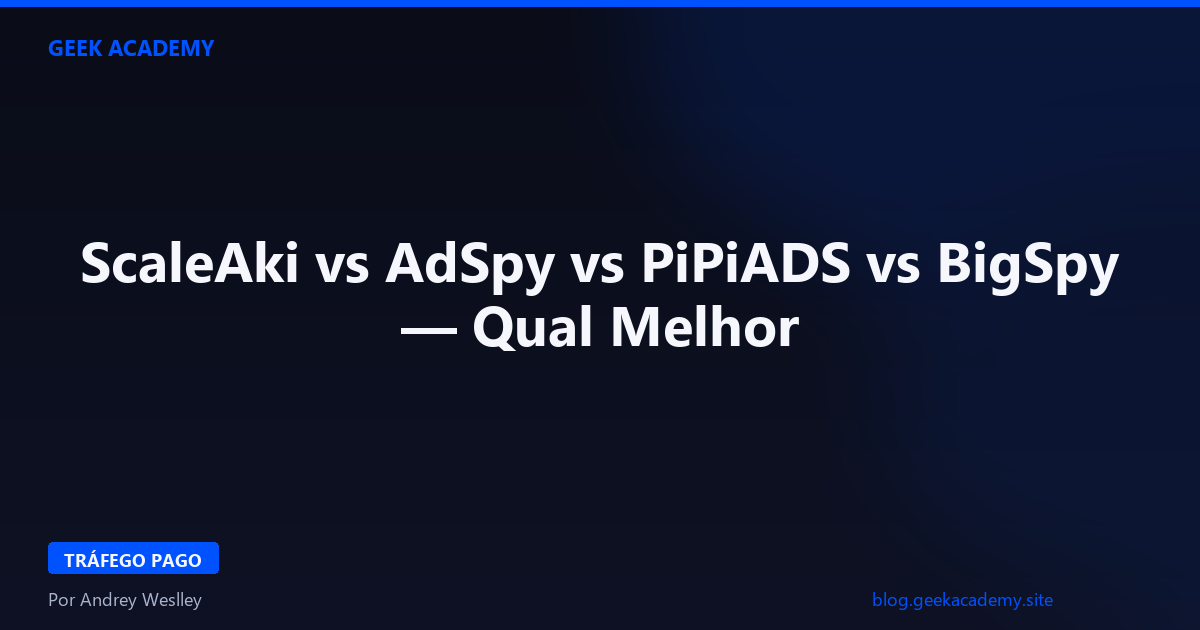 ScaleAki vs AdSpy vs PiPiADS vs BigSpy — Qual Melhor 2026