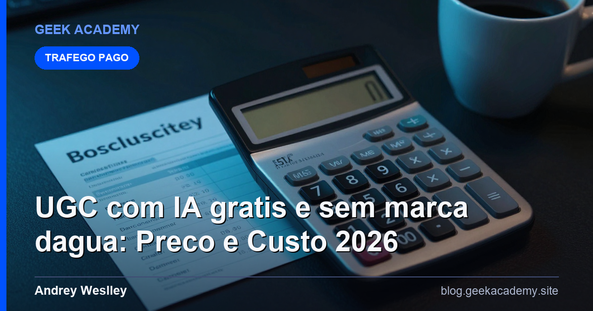 UGC com IA gratis e sem marca dagua: Preco e Custo 2026