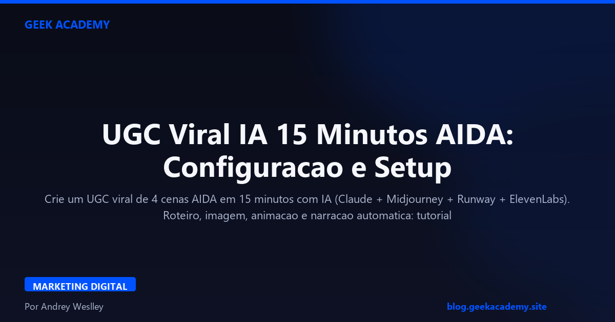 UGC Viral IA 15 Minutos AIDA: Configuracao e Setup