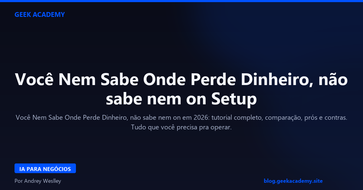Você Nem Sabe Onde Perde Dinheiro, não sabe nem on Setup