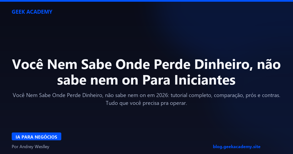 Você Nem Sabe Onde Perde Dinheiro, não sabe nem on Para Iniciantes